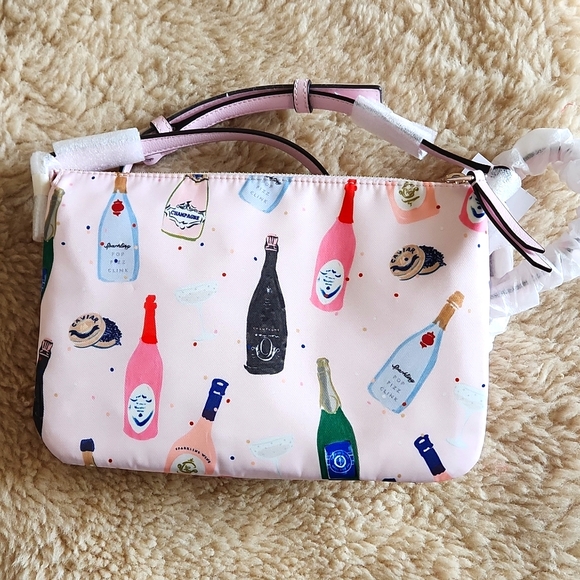 NWT Kate Spate Triple Gusset Pink Dawn Champagne Crossbody ๐พ ๐ - Picture 6 of 16